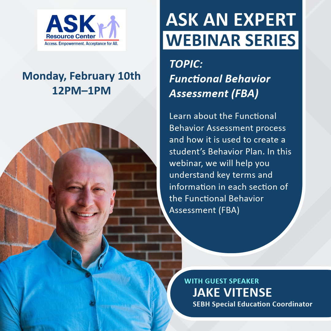 Components of an FBA, February 10th from Noon to 1pm Dark Blue rounded rectangles with image of Jake Vitense smeling